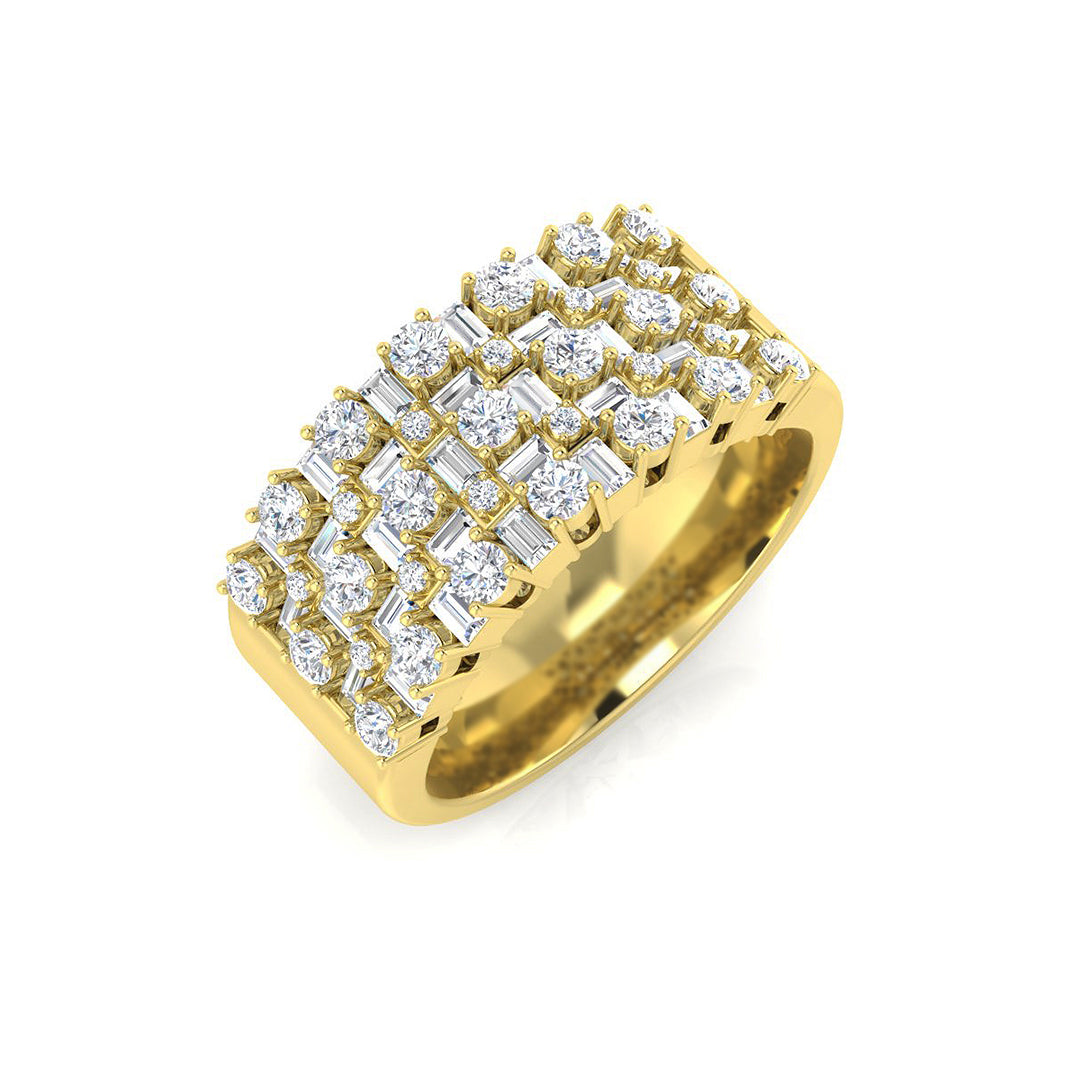 Multi-Stone Diamond 4-Prong Baguette & Round Cut Half Eternity Ring