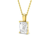 Certified Emerald Cut Lab Grown Diamond Solitaire Pendant – 9K Yellow Gold UK Made