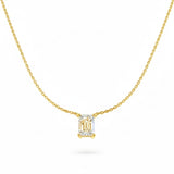 Lab Grown Emerald Cut Diamond Necklace | Solitaire Pendant | UK Hallmarked