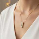 Lab Grown Round Diamond Bar Pendant Necklace | UK Made Gold & Platinum | UK Hallmarked