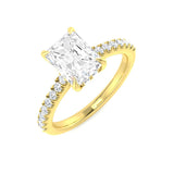 Yellow Gold Radiant Cut Diamond Engagement Ring with Side Stones