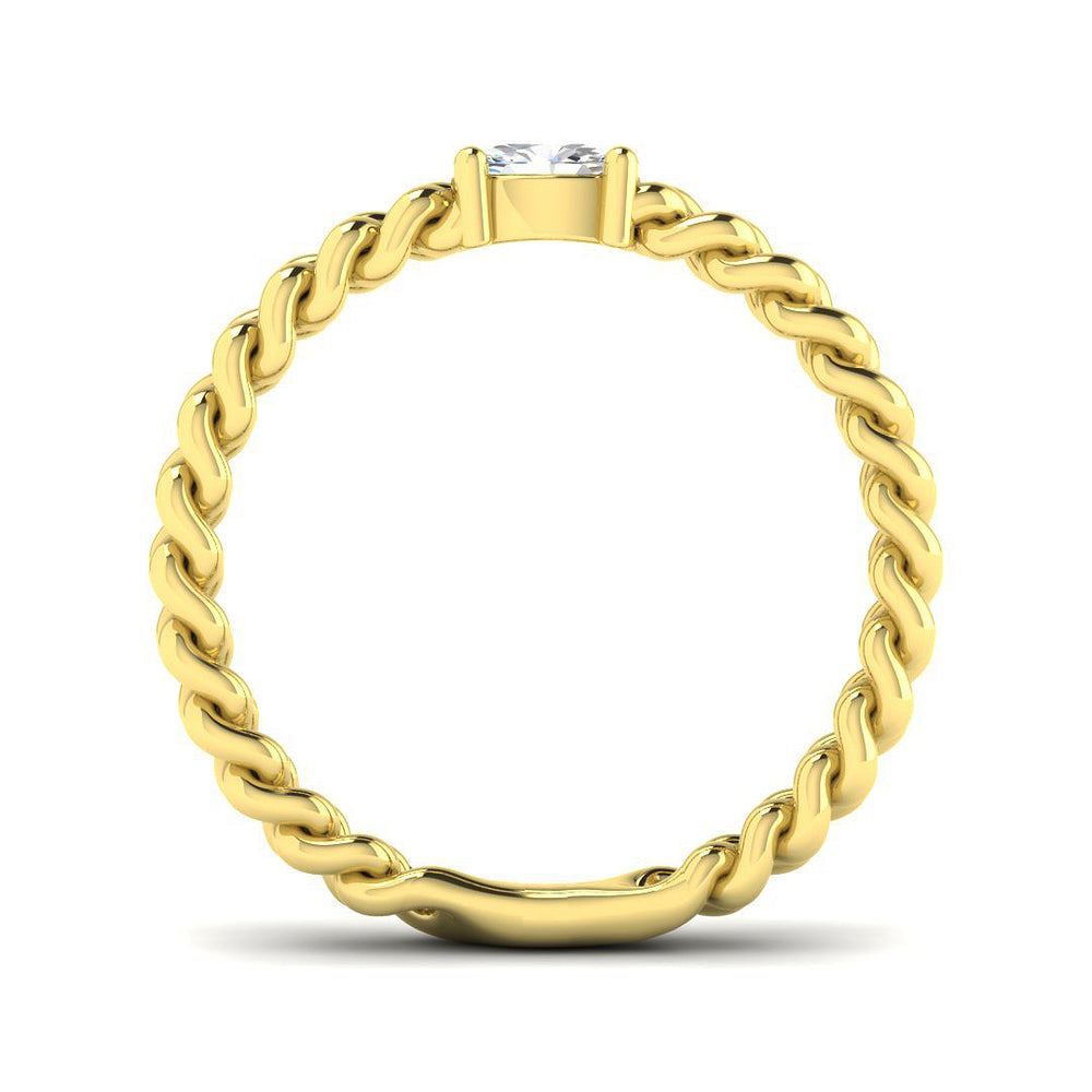 Yellow gold oval diamond chain band ring modern luxury design