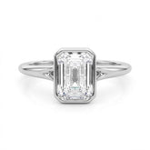 IGI Certified Emerald Cut Lab-Grown Diamond Bezel Solitaire Engagement Ring