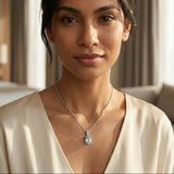 Aquamarine 0.34CT And Diamond 9K White Gold Pendant Necklace