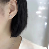 Aazuo 100% 18K White Gold Real Pyriform Diamond Fairy Five Flower Drop Earring For Woman Wedding Engagement Party Au750