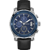 GUESS Men's Chronograph Watch – Leather Strap, Stainless Steel Case, Quartz Movement