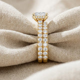 Oval 2.55ct Hidden Halo Lab Diamond Engagement Ring With Side Stones in 18K Gold