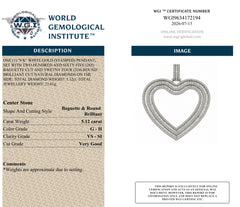 WGI 5.12Ct Natural Baguette & Round Diamond Designer Pendant 9k White Gold Ready To Ship