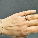 IGI Certified Emerald Cut Lab Grown Diamond Bezel Set Solitaire Ring 9K Yellow Gold Promise Ring