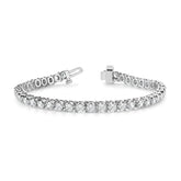 3.10Ct Round Cut Natural Diamond Crown Set Tennis Bracelet in 9K White gold