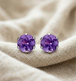 4mm Amethyst Stud Earrings in 9k White Gold