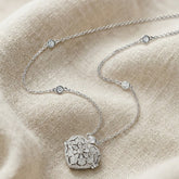 Vintage Heart Locket Necklace with Lab Diamond & White Topaz in 925 Silver