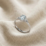 Aquamarine 0.70CT And Diamond 9K White Gold Ring