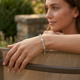 9K Yellow Gold Natural Round & Pear Diamond Tennis Bracelet – Prong and Bezel Set with Box Clasp