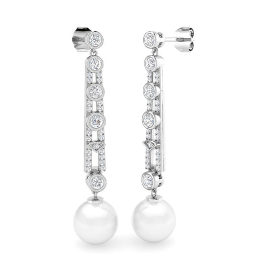 Pearl Diamond Drop Earrings