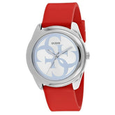 GUESS Women's G-Twist Watch – Silver Dial, Red Strap