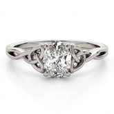 IGI Lab-Grown Oval Diamond 4 Claw Celtic Knot Solitaire Engagement Ring, D Color VVS Clarity