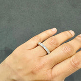 Emerald Cut Lab Grown Diamond Full Eternity Wedding Band Platinum