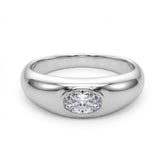 IGI Lab-Grown Oval Diamond Horizontal Bezel Solitaire Engagement Ring