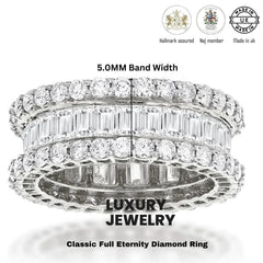2.00 Carat Baguette & Round Natural Diamond Full Eternity Wedding Band in 9K White Gold