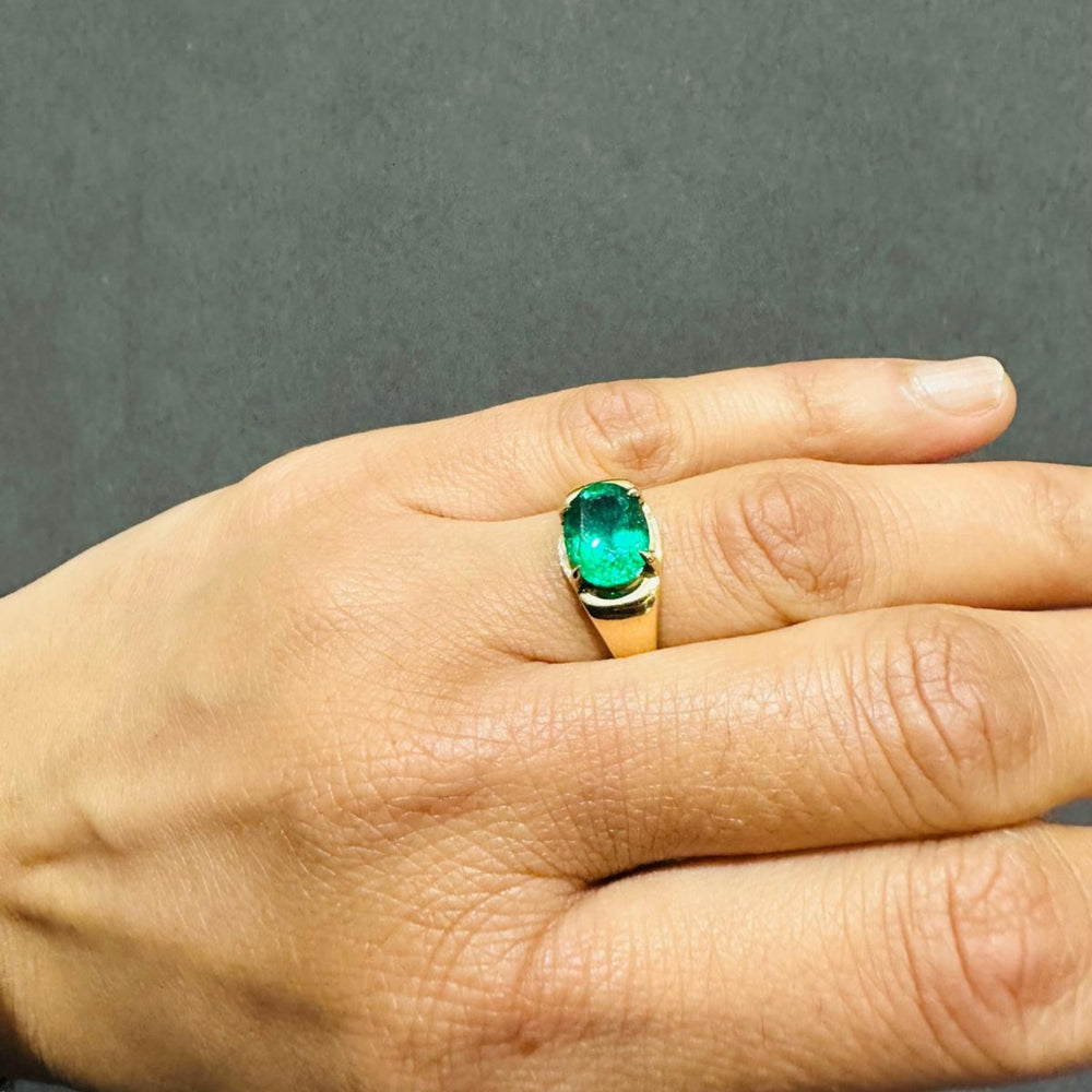 gemstone ring emerald ring oval cut gemstone 18k yellow gold solitaire ring claw prong set