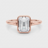 IGI Certified Emerald Cut Lab Grown Diamond Bezel Engagement Ring Bridal Shower Gift