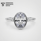 IGI Certified Lab Grown Oval Diamond Bezel Solitaire Engagement Ring Birthday Gift