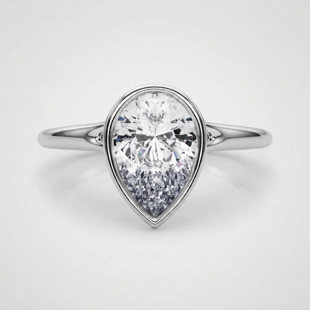 IGI Lab Grown Pear Diamond Bezel Set Solitaire Ring Anniversary Gift