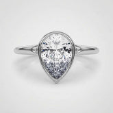 IGI Lab Grown Pear Diamond Bezel Set Solitaire Ring Anniversary Gift
