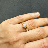 IGI Certified Emerald Cut Lab Grown Diamond Bezel Set Solitaire Ring 9K Yellow Gold Promise Ring