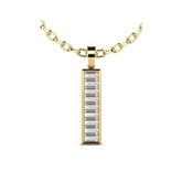 14K Yellow Gold Natural Baguette Cut Cluster Diamond Pendant in Channel Set