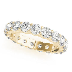Round Cut Natural Diamond Full Eternity Wedding Band Set in 9K Yellow Gold | Prong Set