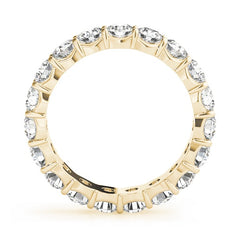 Round Cut Natural Diamond Full Eternity Wedding Band Set in 9K Yellow Gold | Prong Set