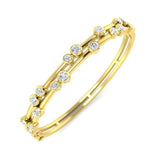 9K Yellow Gold Round Cut Lab Grown Diamond Bezel Set Bubble Hinged Bangle with Box Clasp