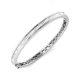Baguette Cut Lab Grown Diamond Channel Set Eternity Bangle in 9K White Gold with Lock