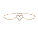 Gold Chain Bracelet, Minimalist Heart Bracelet, Anniversary Gift, Valentine Gift