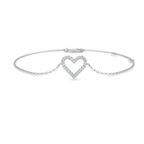 Diamond Heart Bracelet, Pave Diamond Jewelry, Romantic Gift For Her