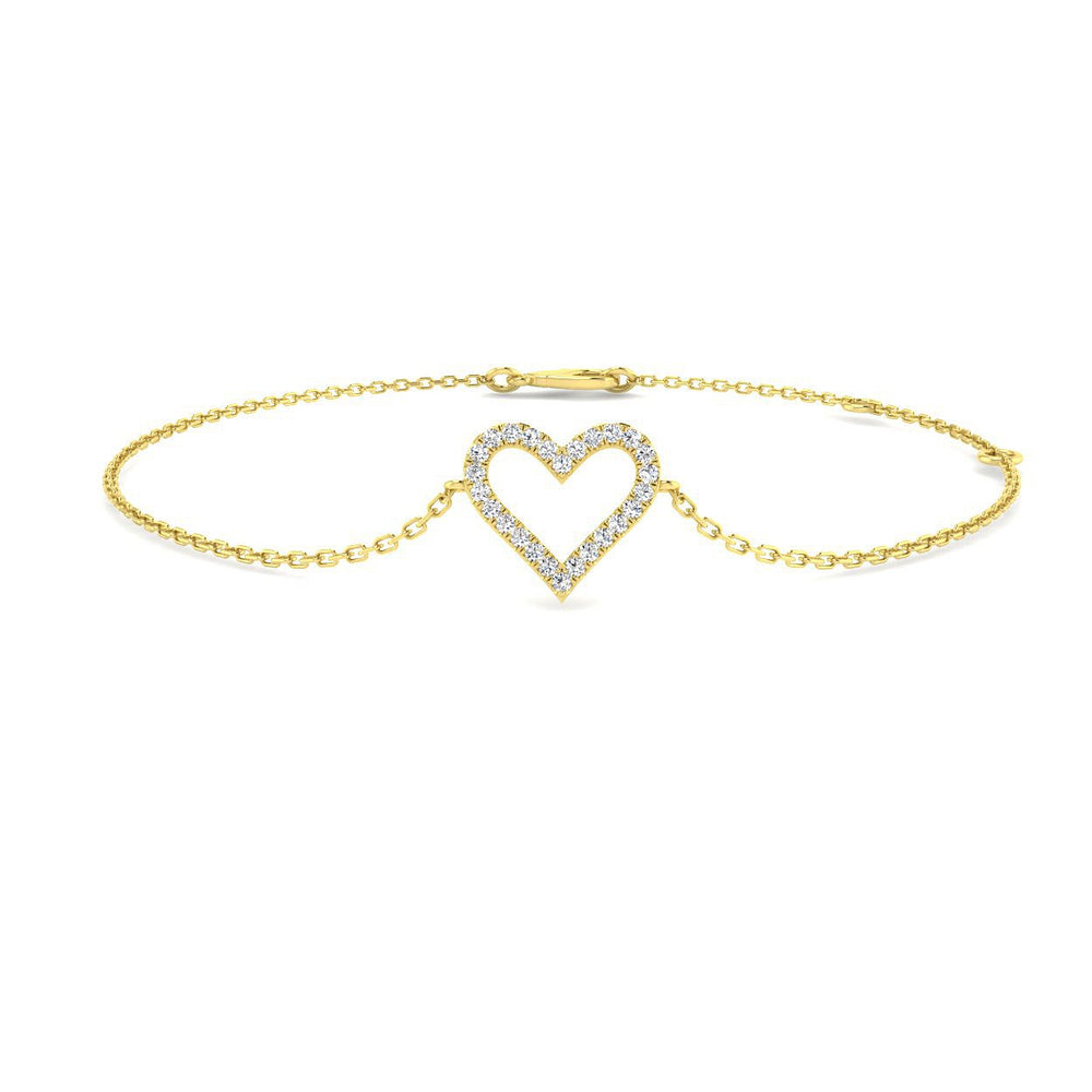 Heart Diamond Bracelet, Lab Grown Diamond Bracelet, 18K Yellow Gold Bracelet