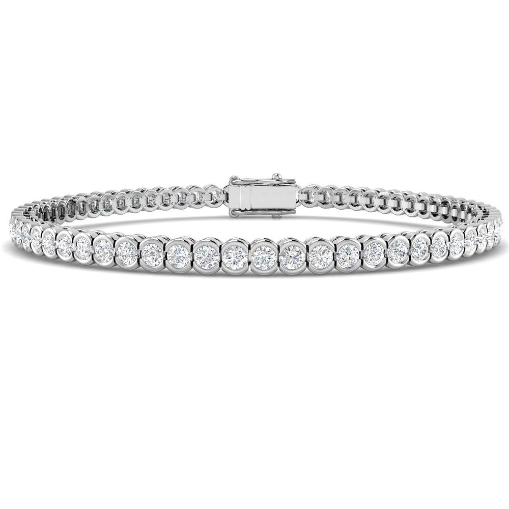 Lab Grown Diamond Bracelet, Diamond Tennis Bracelet, 9K White Gold Bracelet, Semi Bezel Diamond Bracelet