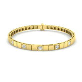 Natural Diamond Bracelet, Square Link Diamond Bracelet, 9K Yellow Gold Bracelet, Round Diamond Bracelet