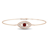 18K Yellow Gold Diamond and Ruby Evil Eye Bracelet