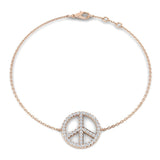 Close Up Pavé Lab Diamond Peace Bracelet, Meaningful Peace Symbol Diamond Jewellery