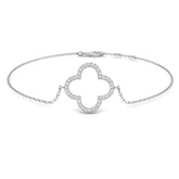 Natural Diamond Bracelet, Clover Diamond Bracelet, 9K White Gold Bracelet