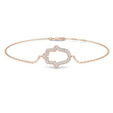 18K Yellow Gold Natural Diamond Hamsa Bracelet – Pave Set Religious Protection Charm