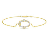18K Yellow Gold Natural Diamond Hamsa Bracelet – Pave Set Religious Protection Charm