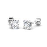 1ct Lab Diamond Round Cut Stud Earrings in 18K White Gold