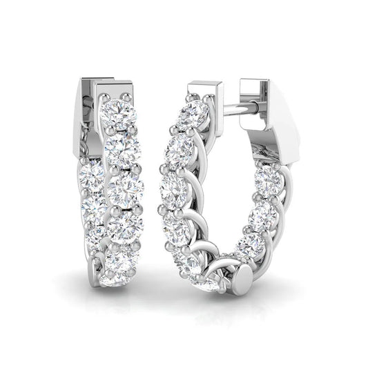 2.00 Ct Natural & Lab-Grown Round Cut Diamond Hoop Earrings | Prong Setting | 9K/18K Gold, Platinum