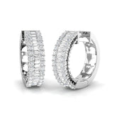 Round & Baguette Diamond Hoop Earrings | Natural & Lab-Grown, 1.50–2.30 Ct, Gold & Platinum