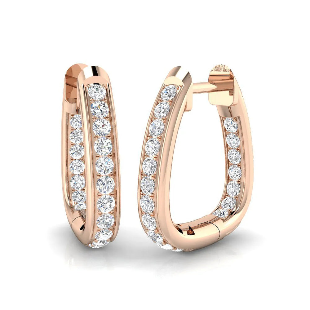 Hoop Earrings - 0.5ct U-Shaped Pavé Setting Sparkle