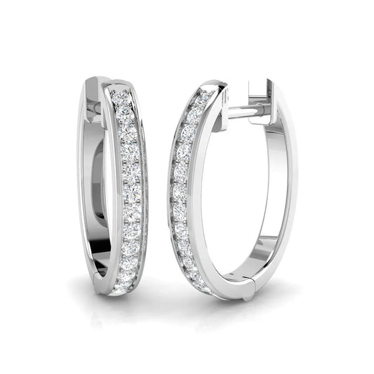 0.25 Ct Natural & Lab-Grown Round Cut Diamond Hoop Earrings | Pavé Setting | 9K/18K Gold, Platinum